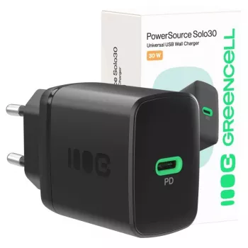 Voeding Green Cell PowerSource Solo30 30W zwart — USB-C enkelpoort-oplader