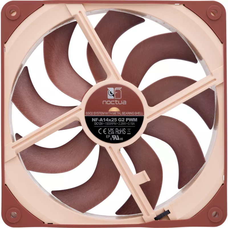 Ventilator Noctua NF-A14x25 G2 PWM 140 mm 1500 tpm SSO2-lager 4-pin-PWM beige