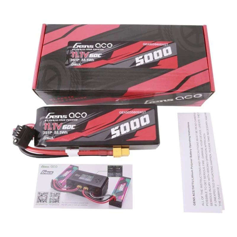 Gens ace G-Tech 5000mAh 11,1V 60C 3S1P LiPo met XT60-stekker