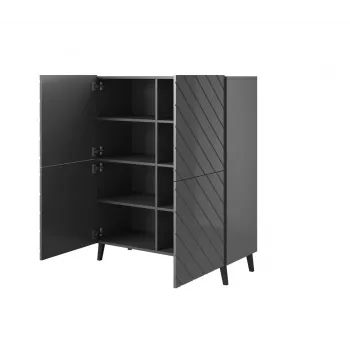 Rek ABETO 100,5 x 40 x 121,5 cm grafiet/glanzend grafiet