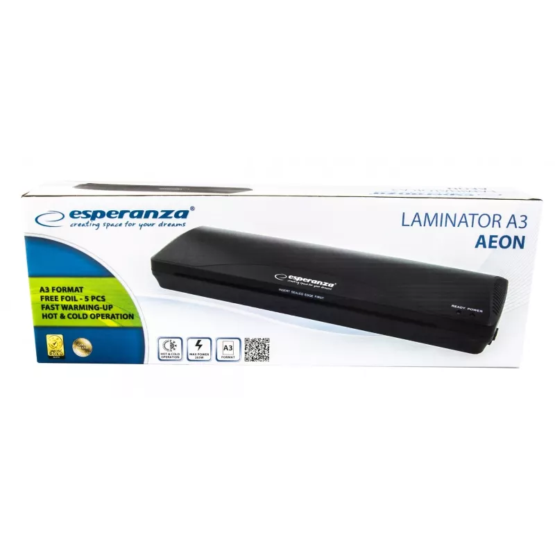 Esperanza EFL003 lamineerapparaat koud-/heetlamineerapparaat 250 mm/min zwart