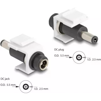 DeLOCK Keystone-module DC 5,5 x 2,5 mm bus naar stekker wit