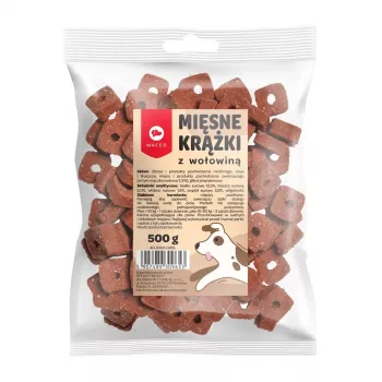 Hondenlekkernij MACED Meat Discs met rund 500 g – aanvullend voersnack, 12 % proteïne, 8 % vet, 20 % vocht