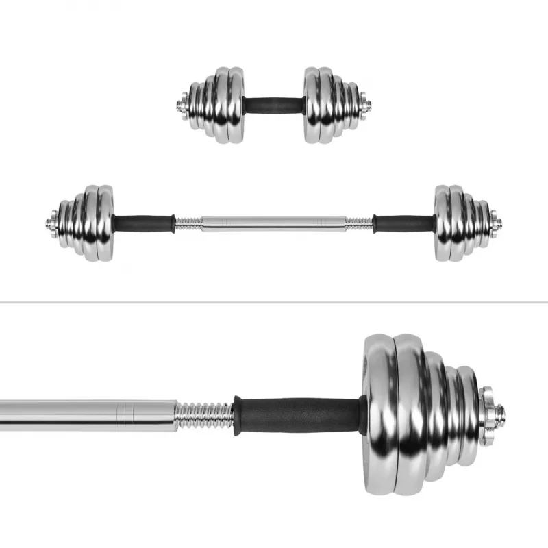 Verstelbare dumbbellset van gietijzer met chromen afwerking 30 kg in koffer met halterstang van Rebel Active