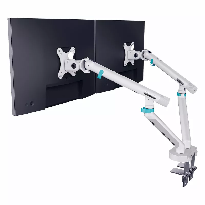 Monitorbeugel DIGITUS Dual-Design voor 2×35-inch-beeldschermen, klem, 2×10 kg, VESA 75–100, kantelbaar -45–90°