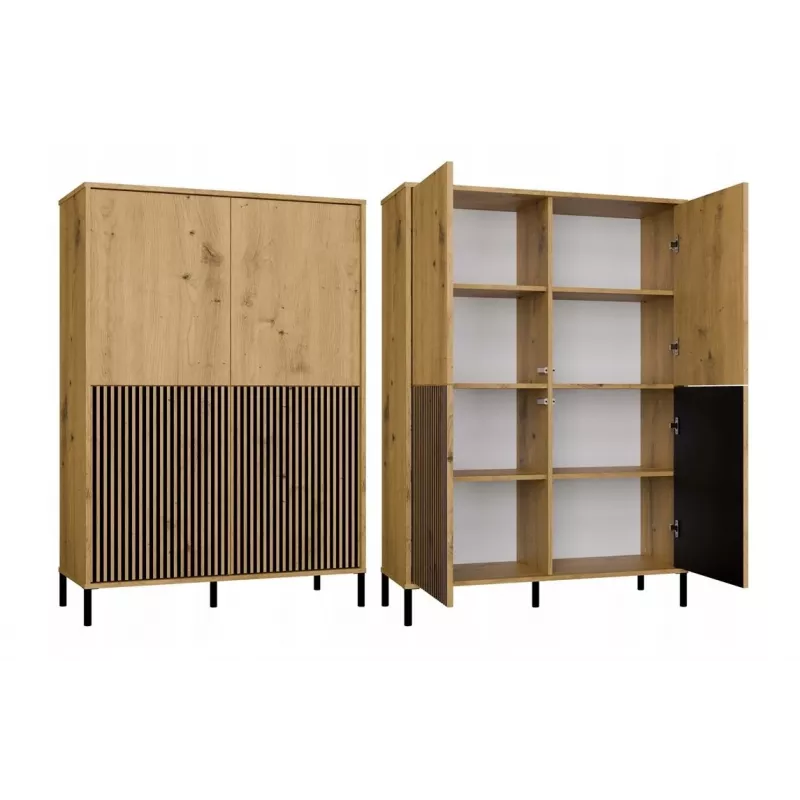 KAMARO 4DK smalle/GŁ eiken ARTISAN DISPLAY CABINET