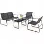 Extralink BLACK FOREST TUINMEUBELSET TEXTILEEN TWEE STOELEN + LIGBED + KLAPTAFEL ZWART L-0358 outdoor-meubelset