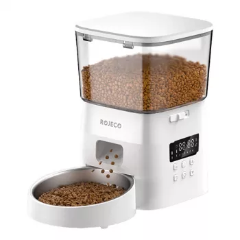 Automatische voerbak Rojeco 2L knopversie, 2 liter wit