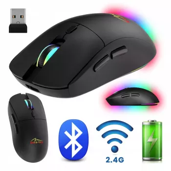 Draadloze muis MEDIA-TECH MT1124 BT/RF Silent & Recharge — voor beide handen, 3200 DPI, Bluetooth + 2,4 GHz USB, 6 knoppen, oplaadbaar
