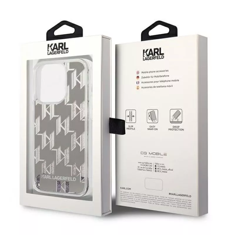Karl Lagerfeld KLHCP14XLMNMS iPhone 14 Pro Max 6.7 hardcase zilver / zilver Liquid Glitter Monogram