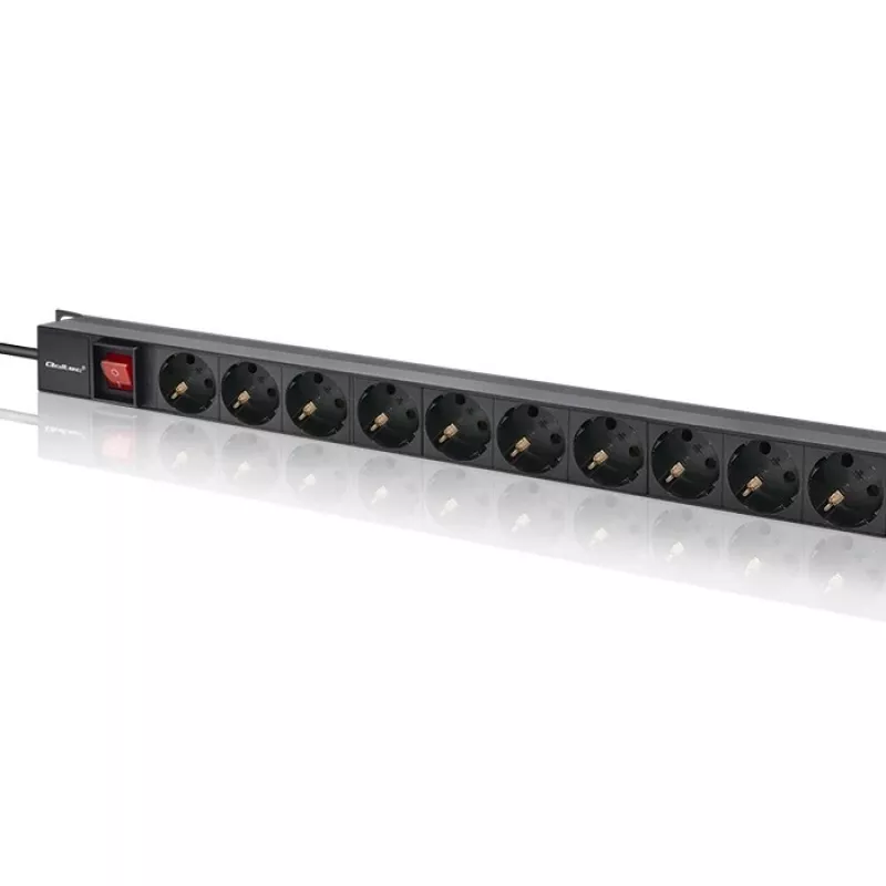 Qoltec aluminium PDU voor RACK | 16A | 16 x Schuko | verticaal | 1,8 m
