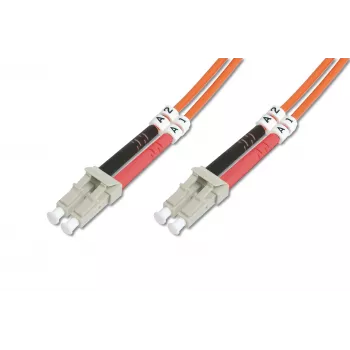 DIGITUS glasvezel-patchkabel LC/LC 50/125µm 3m multimode duplex halogeenvrij tot 1Gbit met meetrapport oranje OM2 (DK-2533-03)