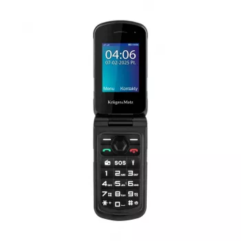 Flip-telefoon Kruger & Matz Iron 5 Flip KM0466 — dual-SIM, 2,4-inch display, IP68/IP69K, 1200 mAh