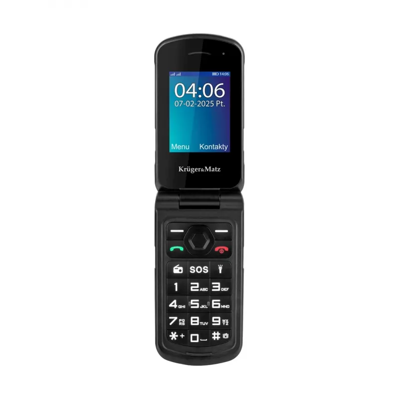 Flip-telefoon Kruger & Matz Iron 5 Flip KM0466 — dual-SIM, 2,4-inch display, IP68/IP69K, 1200 mAh