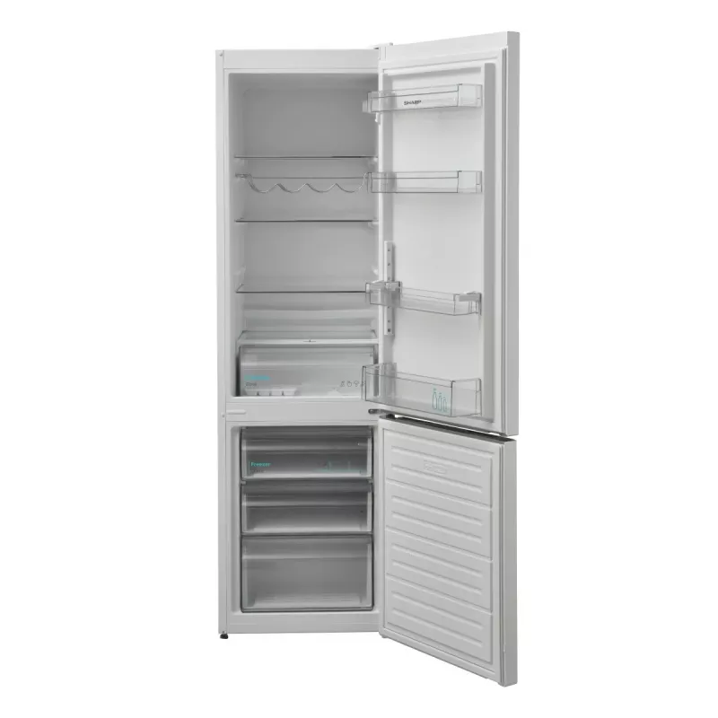 Sharp SJ-FBB05DTXWE vrijstaande koel-vriescombinatie, 288 l (204 l + 84 l), vriezer onderaan, NanoFrost, 180 cm, energieklasse E, wit