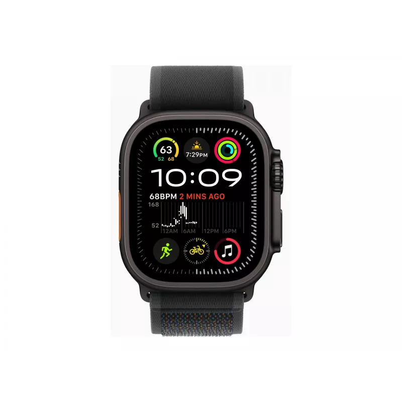 APPLE Watch Ultra 2 GPS + Cellular 49 mm behuizing van zwart titanium met zwarte Trail Loop – M/L