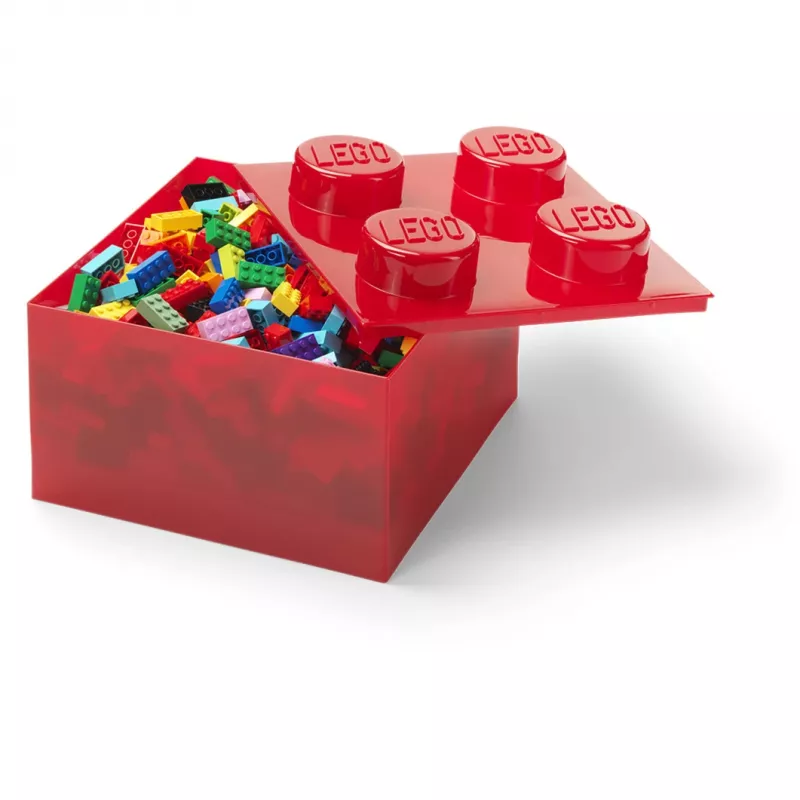 LEGO Storage Brick 4 opbergbox met deksel, transparant rood