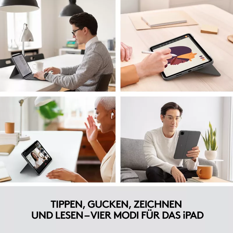 Case met toetsenbord Combo Touch US iPad Pro 11 1,2,3 Gen grijs