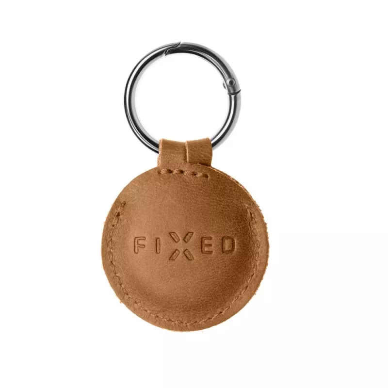 Hoesje voor AirTag FIXED FIXWAT-C2-BRW echt runderleer bruin — beschermende leren houder voor Apple AirTag