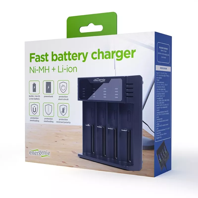 Batterijoplader Gembird BC-USB-02 USB lithium-ion NiCd NiMH