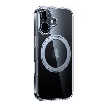 Beschermhoesje Torras Ostand Pro voor iPhone 16 Plus, transparant slank-fit, TPU/PC