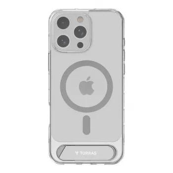 Transparant beschermhoesje Torras Pstand Series voor iPhone 16 Pro Max — transparant, geïntegreerde standaard
