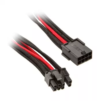 SilverStone PCIe-8-pin-naar-PCIe-6+2-pin-kabel, 250 mm – zwart/rood