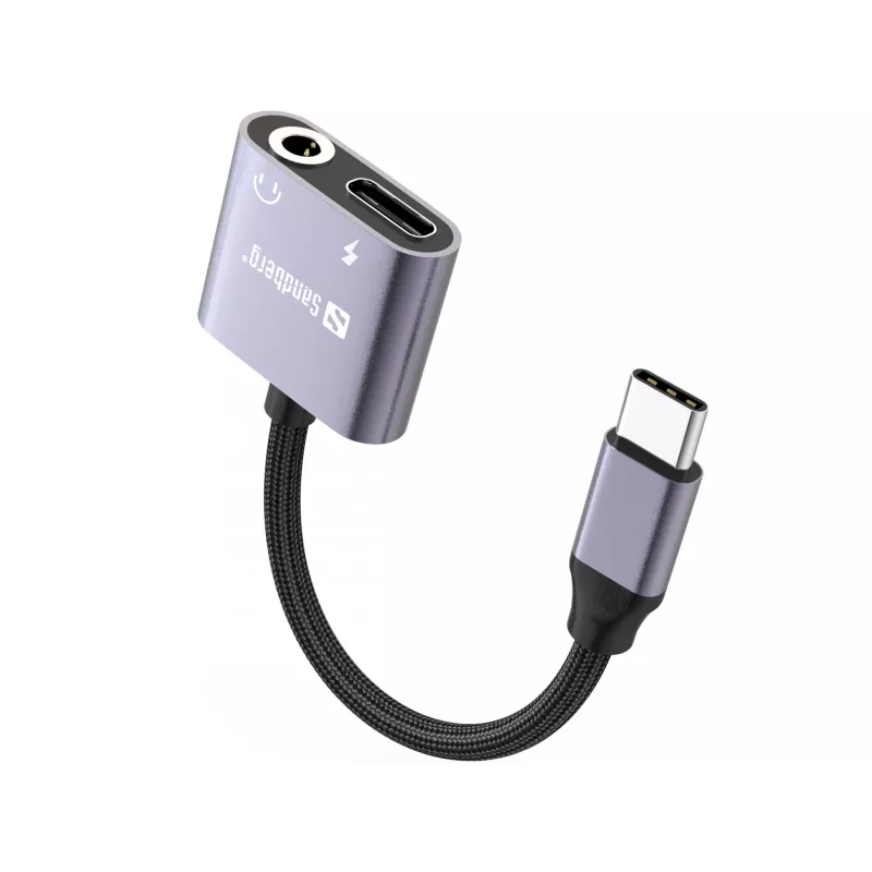 USB-C audio-adapter SANDBERG PD65W 136-67 met USB-C PD passthrough