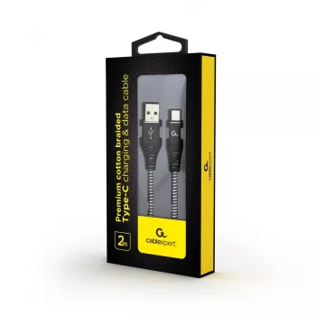Gembird CC-USB2B-AMCM-2M-BW USB-kabel USB 2.0 USB-A USB-C zwart, wit