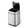 Afvalbak Durable NO TOUCH 6L rechthoekig RVS zilver zwart
