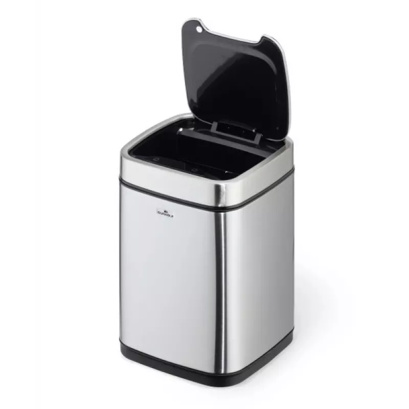 Afvalbak Durable NO TOUCH 6L rechthoekig RVS zilver zwart