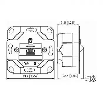 Metz Connect E-DAT C6A Inbouw datacontactdoos met 2 poorten, 130C381200-I