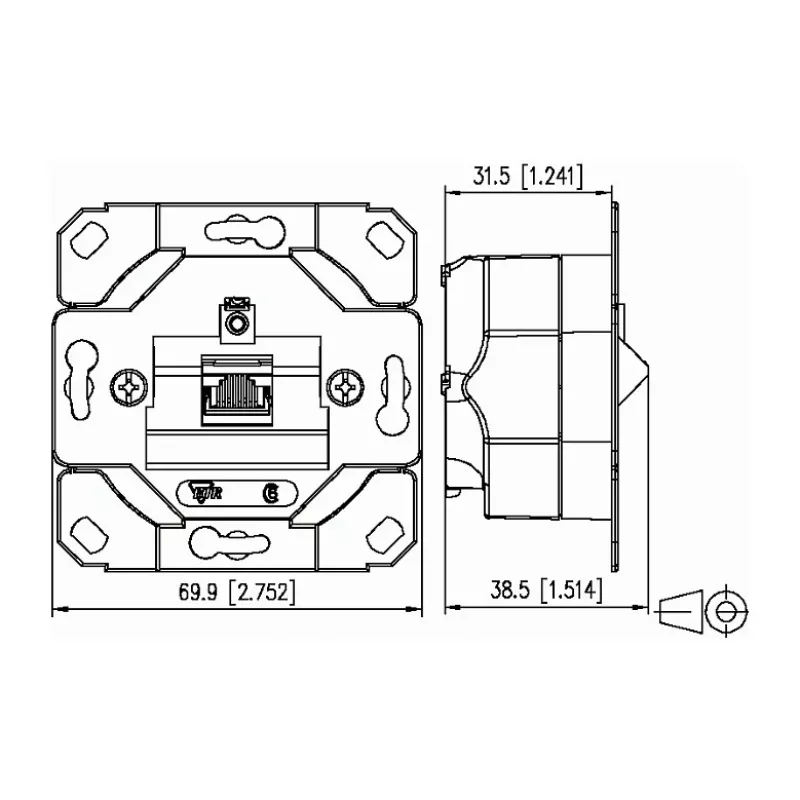 Metz Connect E-DAT C6A Inbouw datacontactdoos met 2 poorten, 130C381200-I