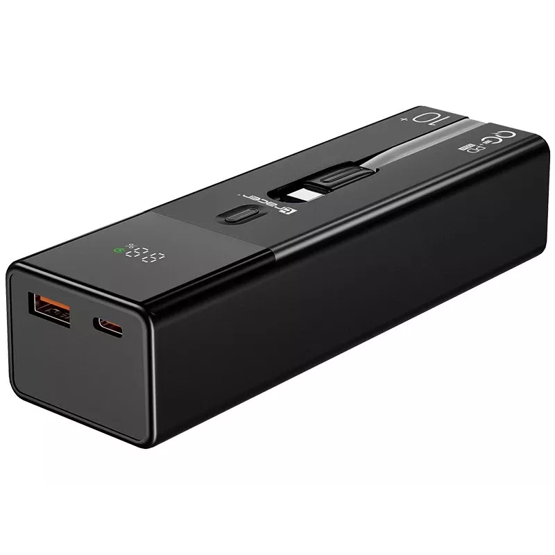 Draagbare powerbank TRACER Quant 10000 mAh Li-Ion, PD & QC3.0, 3 aansluitingen (2×USB-C, 1×USB-A), 100W, zwart