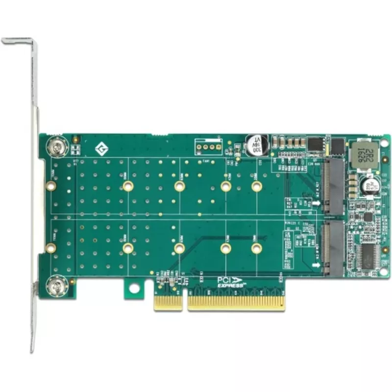 DeLOCK PCI Express x8 kaart naar 2 x interne NVMe M.2 Key M bifurcatie low-profile form factor