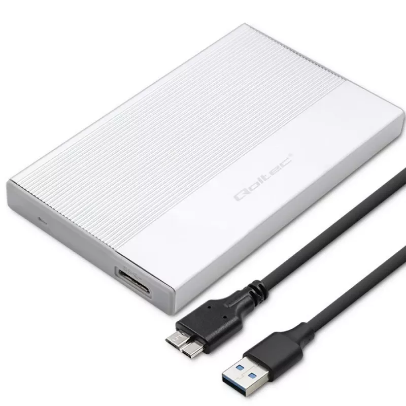 Behuizing voor 2,5-inch SATA-SSD/HDD QOLTEC 52278 USB 3.0, ondersteunt tot 2 TB