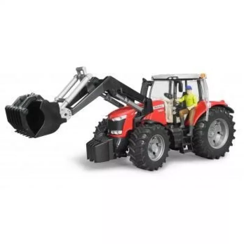 Speelgoedtractor BRUDER Massey Ferguson 7624 met voorlader, rood, voor kinderen vanaf 3 jaar
