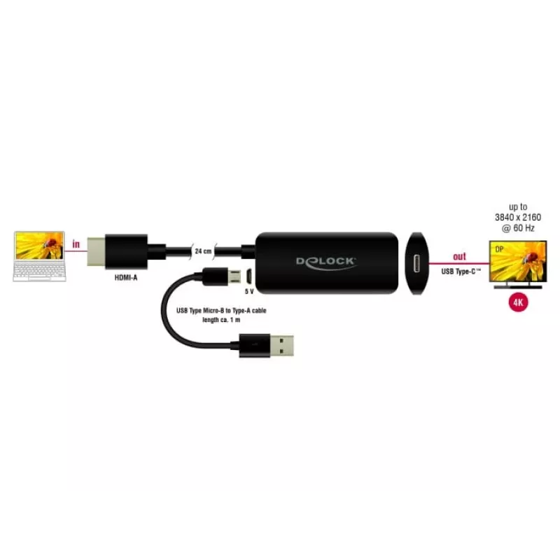 Adapter HDMI-A-stekker naar USB Type-C-bus DeLOCK 63251