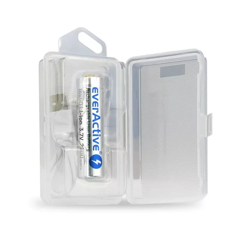 Batterij everActive 18650 3.7V Li-ion 2600mAh micro USB met bescherming BOX