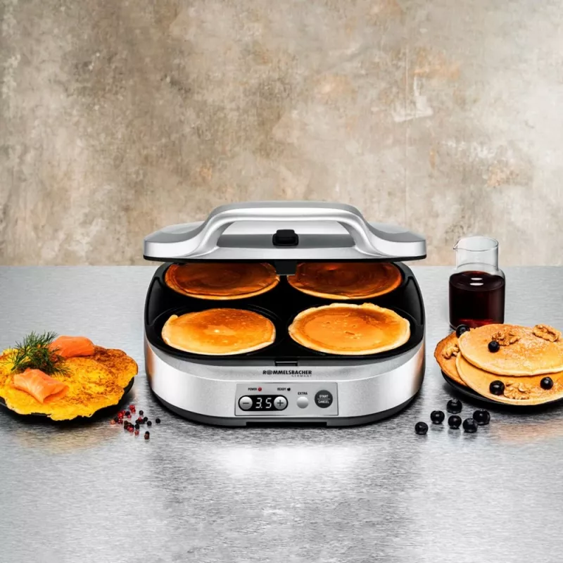 ROMMELSBACHER PC 1800, 4 crêpes, zilver, kunststof, 13,5 cm, toetsen, 1800 W