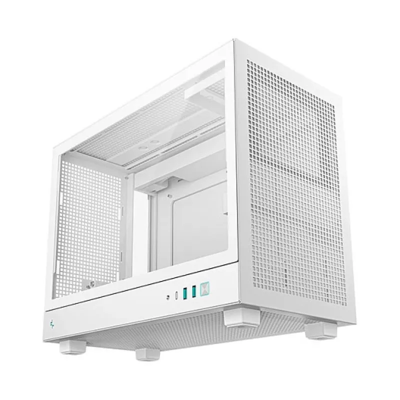 Computerbehuizing DeepCool CH160 PLUS WH small form factor wit, microATX, gehard glas, USB-C