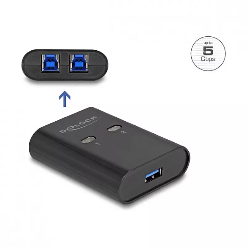 DeLOCK USB-switch 2 pc naar 1 apparaat 5 Gbps zwart