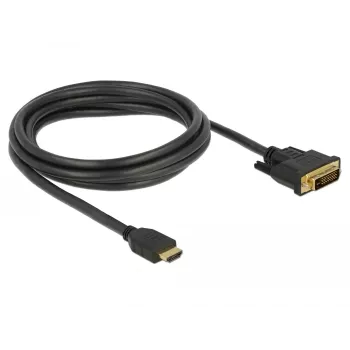DeLOCK - videokabel - HDMI / DVI - DVI-D (M) naar HDMI (M) - 2,0 m - drievoudige isolatie - zwart - duimschroeven (85654)