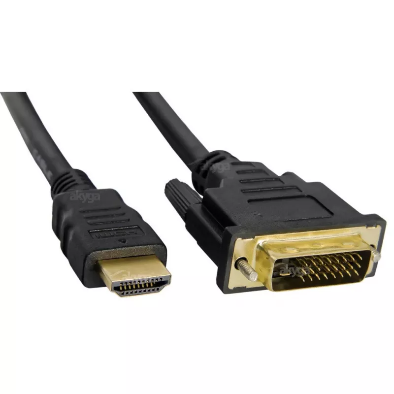 Akyga AK-AV-11 HDMI-naar-DVI-D-kabel (24+1), 1,8 m, zwart