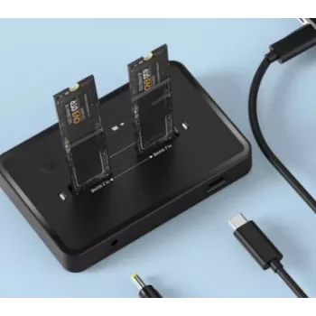 GEMBIRD desktop dual-drive USB Type-C M.2 NVMe en SATA SSD dockingstation DD2-U3M2, ondersteunt M.2 2242, 20 Gbit/s, RTL9210B