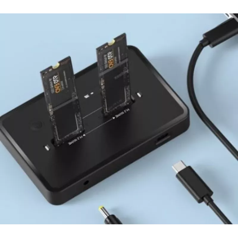 GEMBIRD desktop dual-drive USB Type-C M.2 NVMe en SATA SSD dockingstation DD2-U3M2, ondersteunt M.2 2242, 20 Gbit/s, RTL9210B