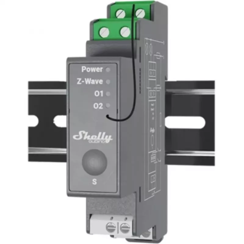 Halfgeleiderrelais Shelly Wave Pro 2 2-kanaals 25 A 110-240 V DIN-rail, 868,4 MHz