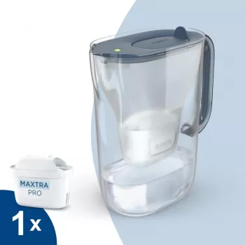 BRITA Style Essential 2,4 L waterfilterkan grafiet — kan met MAXTRA-cartridge, Smart Light, 1,4 L gefilterde capaciteit