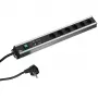 Stroomverdeleenheid Bachmann 300.012, PDU Basic, 6 AC-uitgangen, 2HE, 2 m kabel, zwart/grijs