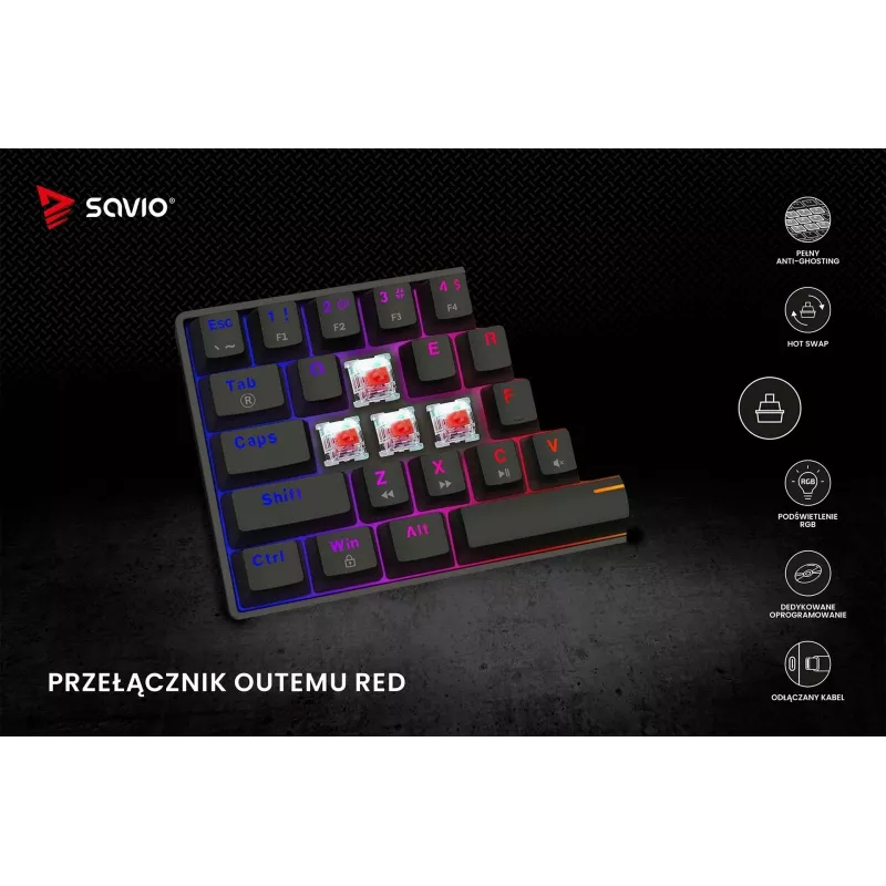 SAVIO BLACKOUT X2 mechanisch toetsenbord OUTEMU Red, hot swap